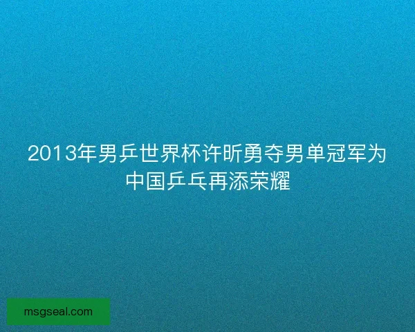 2013年男乒世界杯许昕勇夺男单冠军为中国乒乓再添荣耀