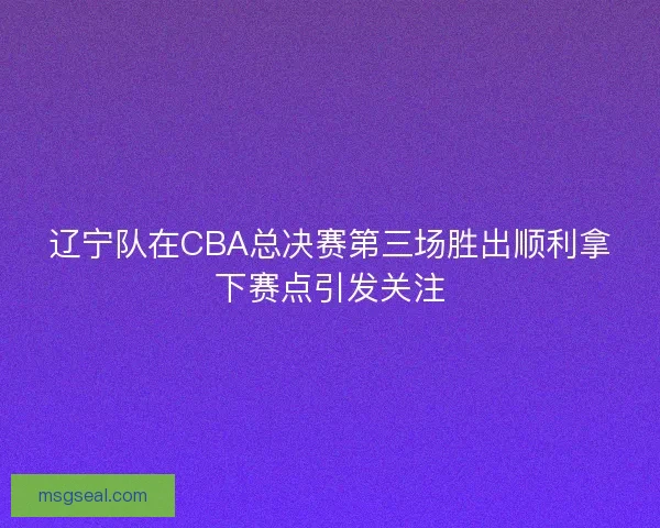辽宁队在CBA总决赛第三场胜出顺利拿下赛点引发关注